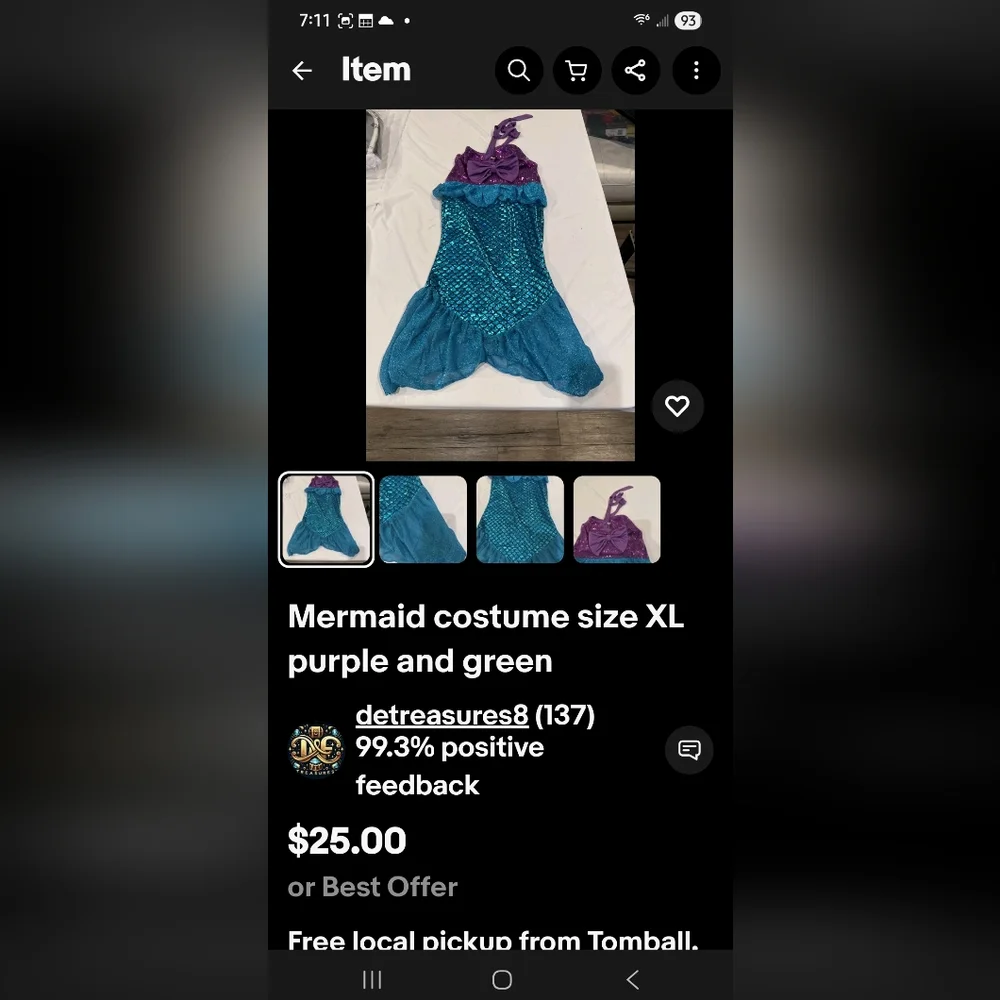 Mermaid 🧜‍♀️ Halloween costume BLFUELYMOST size Med 7/8 blue purple cute